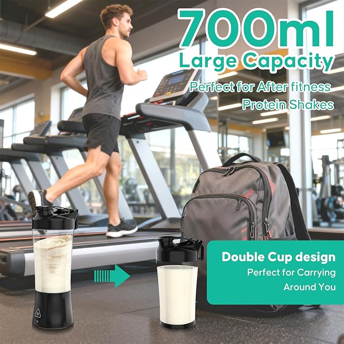 Portable Smoothie Blender,Cordless Blender Bottle Electric,24oz. Vessel,USB-C Rechargeable portable juicer, Electric Protein Shaker Bottles with Leakproof Lid, Ideal for Shakes and Frozen Drinks
