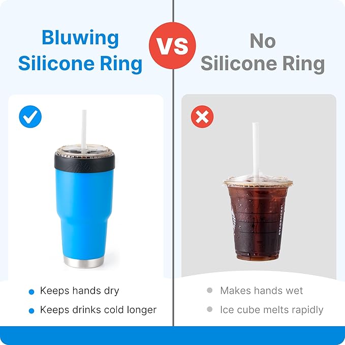 2Pack Silicone Ring for YETI 30 oz stainless Steel Tumbler, Reusable Ice Coffee Silicone Sleeve for 30oz YETI, RTIC, BJPKPK Tumblers with a Mouth Diameter of 3.9-4 inches(Black)