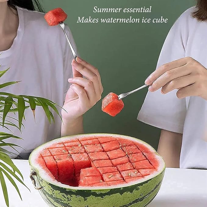 Watermelon Slicer Choxila,Stainless Steel Watermelon Cutter Cool Watermelon Knife Fun Watermelon Cutting Tool with 2PCS Forks