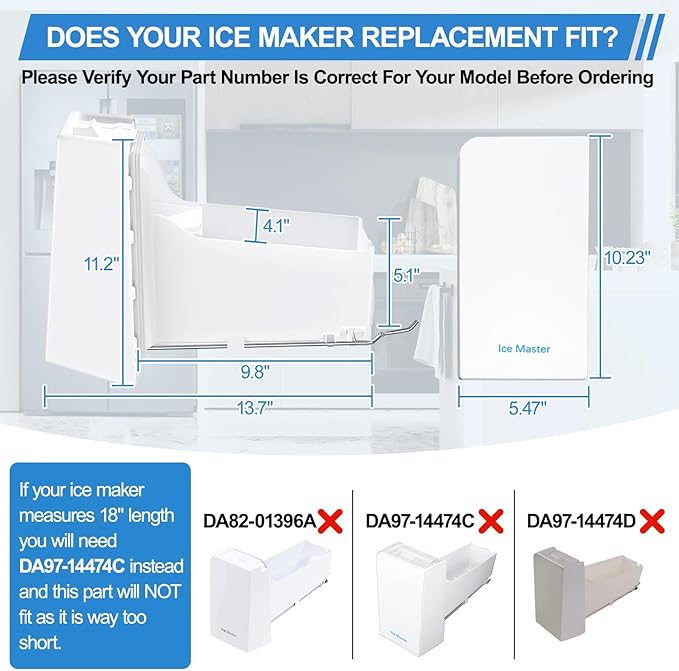 Upgraded RF24FSEDBSR RF23HSESBSR Ice Maker DA82-01397A Ice Bucket Compatible with Samsung Ice Maker Replacement DA97-13717A Refrigerator Ice Tray Ice Container Ice Bin PS11717778 Samsung Ice Bucket
