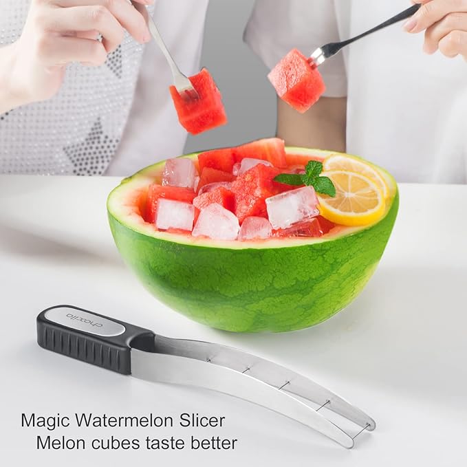 Choxila [Good Grip] Watermelon Cutter Slicer Stainless Steel,Cube Cutter Corer Fruit Vegetable Tools Knife Melon Baller for Kitchen Gadget