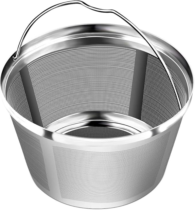 Reusable Stainless Steel Coffee Filter for Cuisinart & Hamilton Beach 8-12 Cup Drip Coffee Makers, Permanent Replacement Filter, Ultra Fine Mesh, Dishwasher Safe, BPA-Free