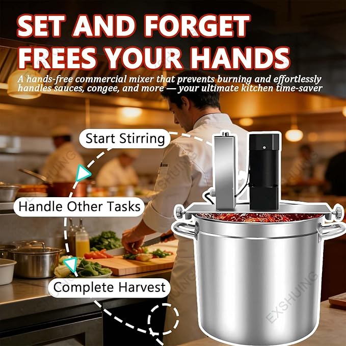 Commercial Sauce Cooking Mixer, Automatic Pot Stirrer With Adjustable Speed & Large Capacity Pot, For Restaurants And Catering, 30cm To 60cm Diameter Available, 20l To 145l(60cm/145L)