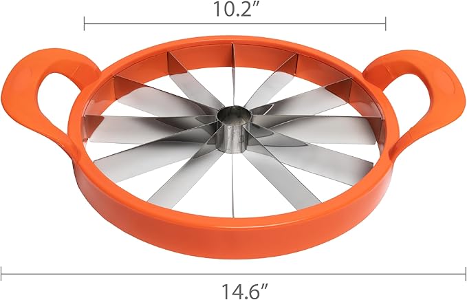 KOLORAE Extra Large Watermelon Slicer, Stainless Steel Cutter with Durable Easy Grip Handles, Round Divider to Easily Cut Fruits, Slices Melons up to 10in