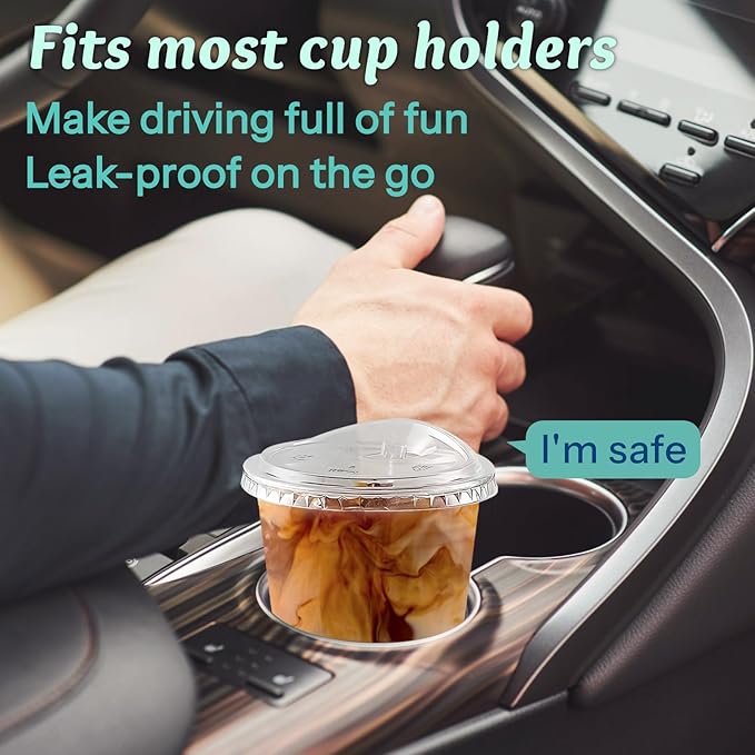 Homestockplus 15 oz Clear Plastic Cups with Lids (100 Pack) - Strawless Sip Lids, Leak-Proof & BPA-Free Iced Coffee Cups - Disposable Cold Drink Cups for Smoothies, Milkshake, Parties, Events