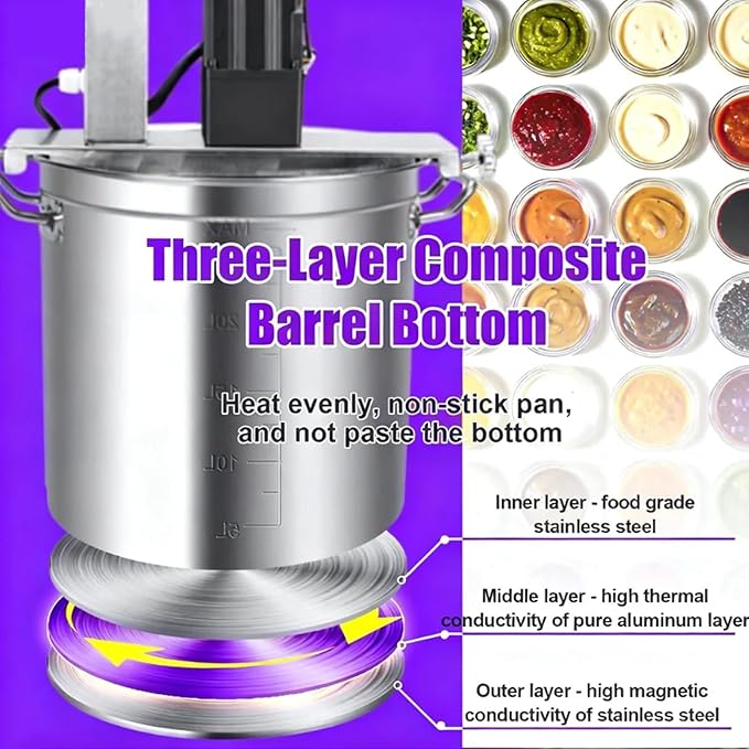 Electric Stirrer,Automatic Pot Stirrer Mixer,Automatic Mixer Machine,with 4-Blade Scraper for Soup,Chili, Sauce, Beverage,Jam and Porridge 85L