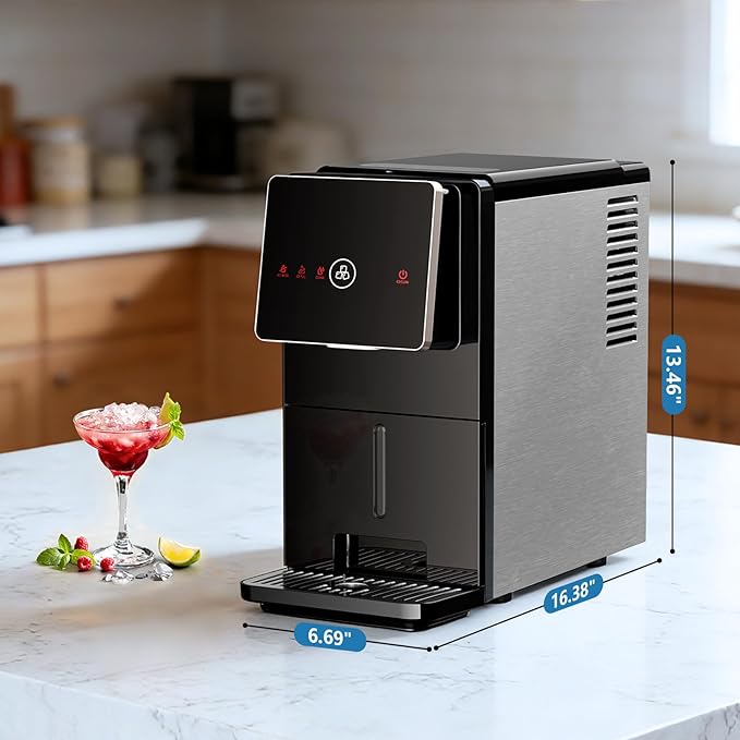 Antarctic Star Countertop Nugget Ice Maker, 33 Lbs/24H Automatic Ice Dispenser, Self-Cleaning Portable Ice Machine, 1.8L Water Tank, Touch Screen & Auto Ice Drop, for Home/Office/Kitchen