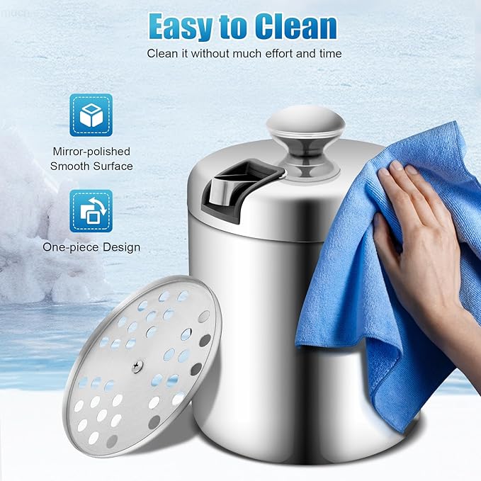 Stainless Steel Ice Buckets 1.3L/4.91gal Portable Ice Bucket with Lid & Strainer & Tong Double Wall Ice Barrel Ice Cube Container for Cocktail Party Event Camping 5.5 x 8.9 in