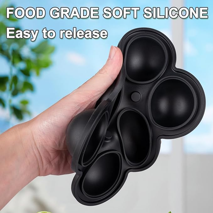 Sphere Ice Ball Mold with Lid, Food-Grade Silicone Ice Trays, Easy Fill and Release Round Ice Maker Mold for Whiskey, Bourbon, Cocktail, Drinks(1.7In*6 Balls- Black/2 Pack)