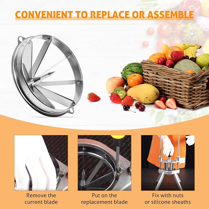 WICHEMI 8 Section Blade for Commercial Easy Wedger Lemon Cutter Blade Stainless Steel Fruit Lime Slicer Vegetable Chopper Dicer 8 Wedger Blade