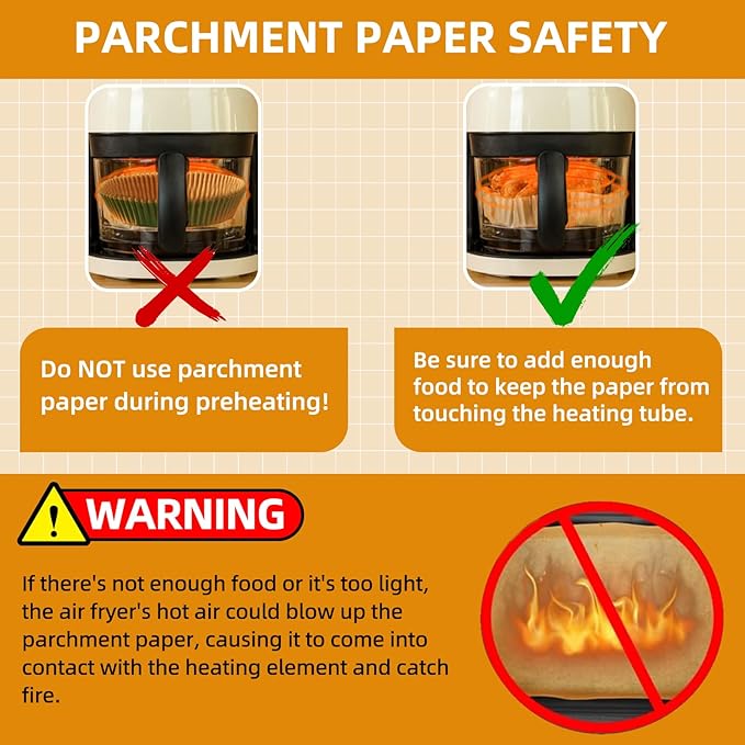 Air Fryer Paper Liners for 4 qt / 5 qt / 6 qt, Thickened Square Disposable Liner Compatible with Ninja/Chefman/Cosori/Instant Pot and other 4q-6qt Airfryer (8.3'' on Top)