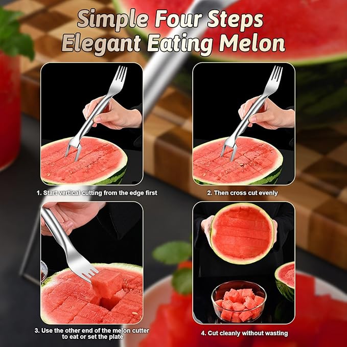 GoHere watermelon cutter 2-in-1 stainless steel fruit watermelon slicer kitchen gadgets watermelon cutter slicer tool (1PCS)