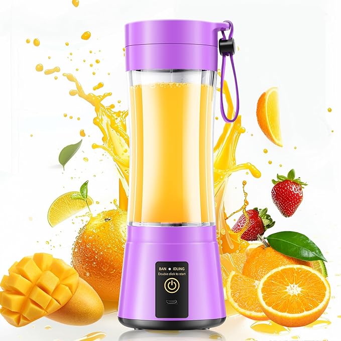Portable Blender for Smoothies & Shakes - Personal Blender with 12Oz Traveling Cup, BAP Free, 6 Stainless Steel Blades, Freshly Squeezed for Office/Picnic/Sports