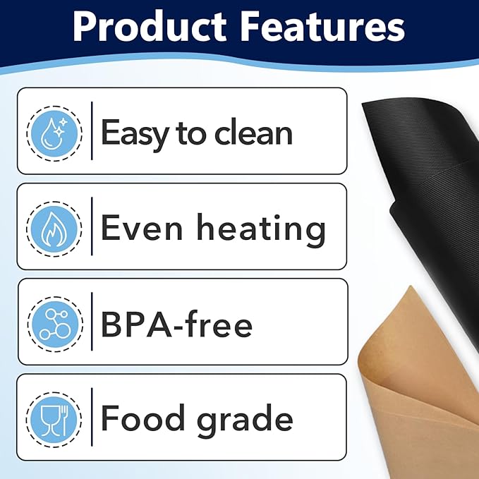 100PCS Parchment Paper for Gourmia Toaster Oven Air Fryer GTF7460 and 4PCS Oven Liners for Gourmia Toaster Oven, Airfryer Liner with Non-stick Coating