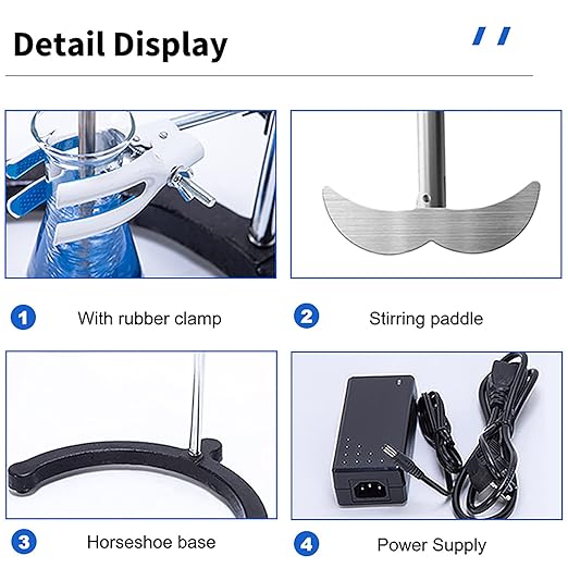 Hanchen Electric Overhead Stirrer, Digital Overhead Stirrer Mixer, Lab Mixer Stirrer with Time Setting & Speed Adjusting, Max. 40L, 10000 mPas, 100~2000RPM, 120W