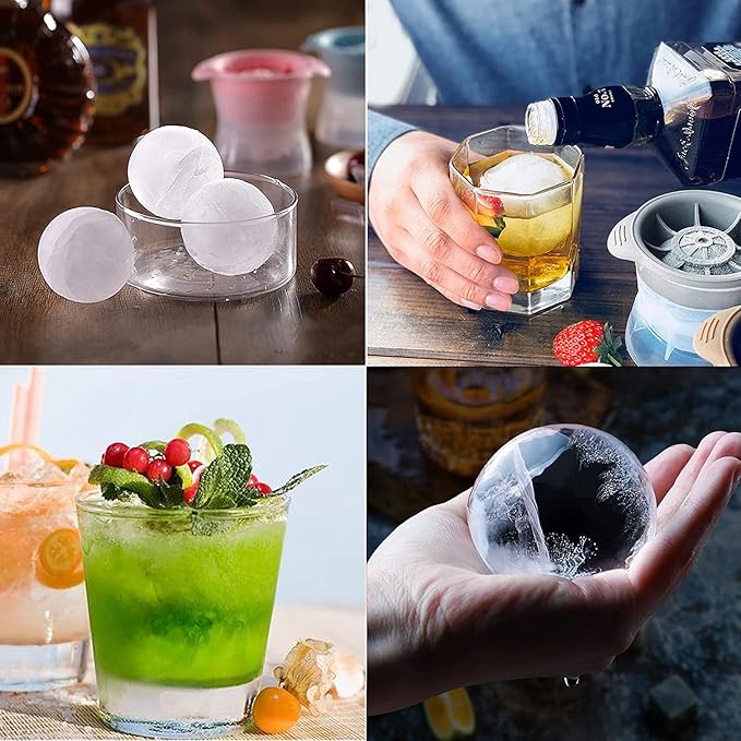 2.5 inch Large Globe Ice Cube Mold,2pcs Sphere Ice Cube Mold,Ice Ball Mold - Great for Whiskey and Scotch