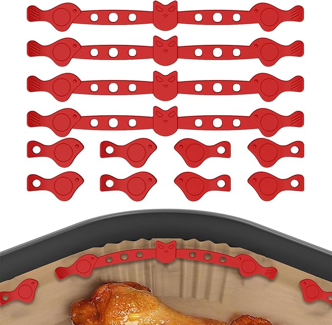 Air Fryer Magnets Silicone Buckle for Parchment Paper Liners, High-Temp Resistant Air Fryer Accessories, Safely Lock Paper from Heating Element or Covering Food, Prevent Burning (Bird)