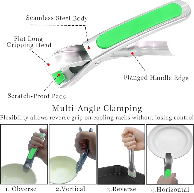 2PCS Hot Plate Gripper,Air Fryer Pans Gripper,Stainless Steel Hot Plate Bowl Retriever,Anti Scald Bowl Holder Clip,Kitchen Lifters Tongs for Egg Custard,Jidangeng,Microwave,Toaster,Oven Steamer