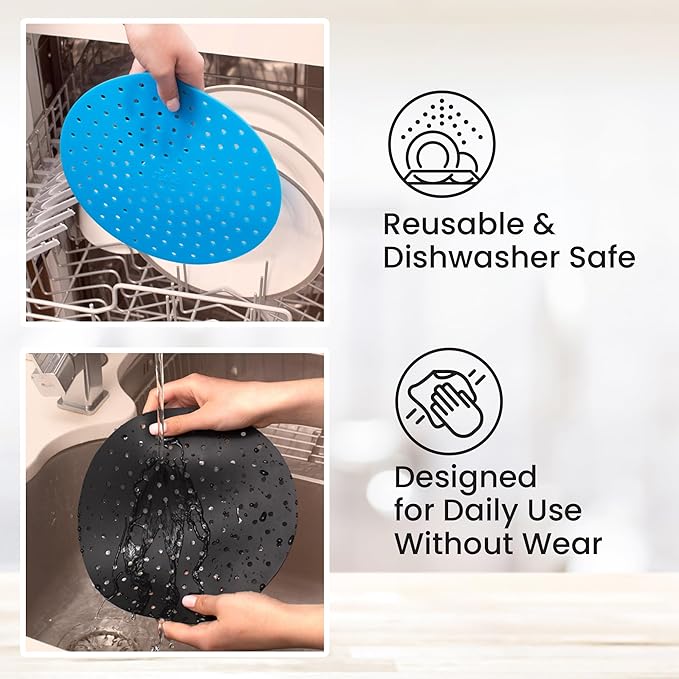 Reusable Air Fryer Liners 3 Pack for 5-7QT Fryers - 8" Round Silicone Air Fryer Liners - Easy to Clean Air Fryer Accessories - Non-Stick Parchment Paper Replacement