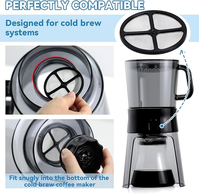 2 PCS Reusable Coffee Filters Compatible with OXO Cold Brew Coffee Maker & Good Grips 32 Ounce Cold Brew Coffee Maker, Coffee Fine Mesh Strainer for OXO Coffee Maker