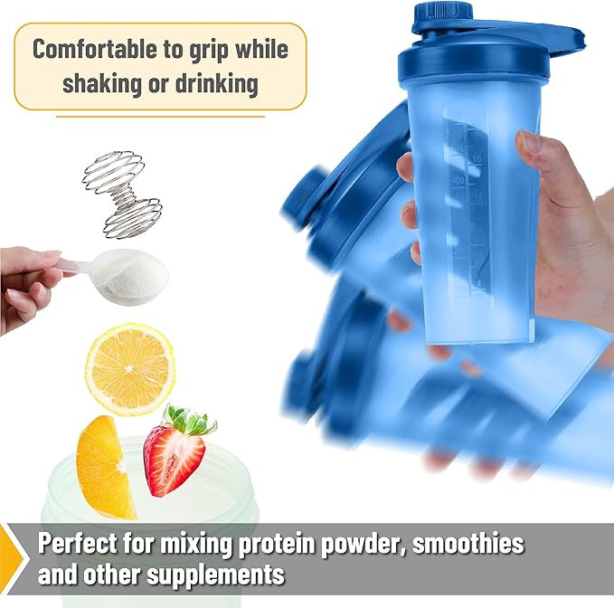 Mr. Pen- Shaker Bottles for Protein Mixes with Twist Cap, 28 oz, Blue Protein Shaker Bottle with Wire Whisk Ball