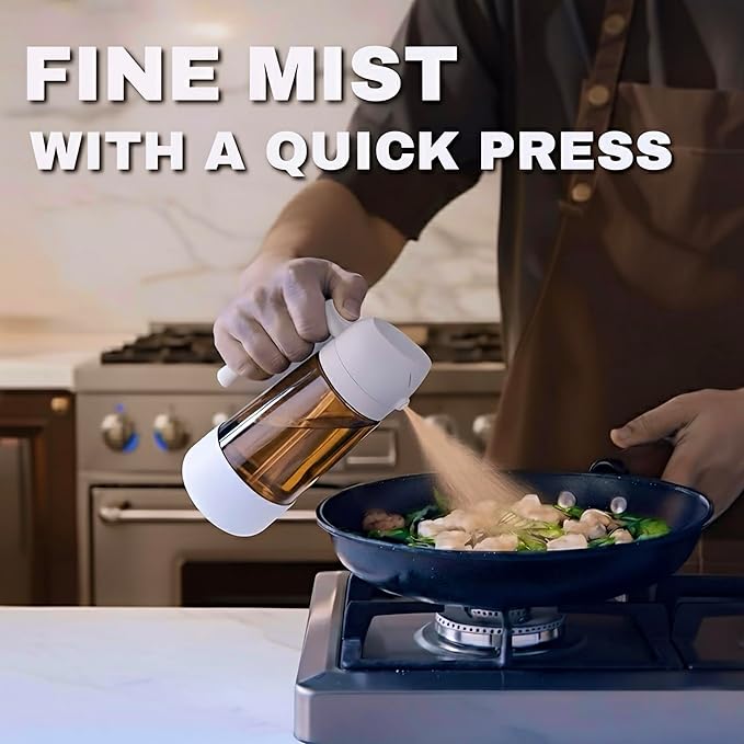 Oil Dipenser Bottle with Silicone Bottom And Silicone Brush, 2 in 1 Olive Oil Sprayer and Dispenser, Oil Spray Bottle 470ML/ 17OZ for Cooking, Kitchen, BBQ, Air Fryer, Salad, Baking