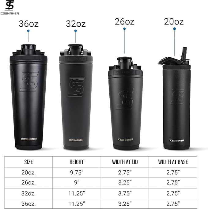 Ice Shaker Insulated Stainless Steel Shaker Bottle | 32oz, Stainless Steel | Cold for 30+ Hours | Insulated Cup with Twist-on Agitator | Odor-Free Bottle for Protein Shakes,Water, Smoothies,Cocktails