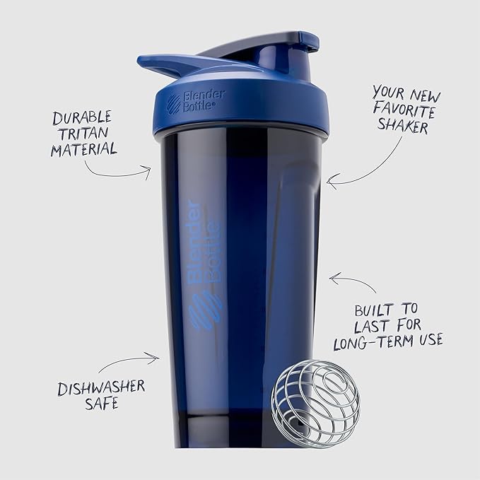 BlenderBottle Sport Tritan Shaker Bottle with Locking Lid, 24-Ounce, Blue