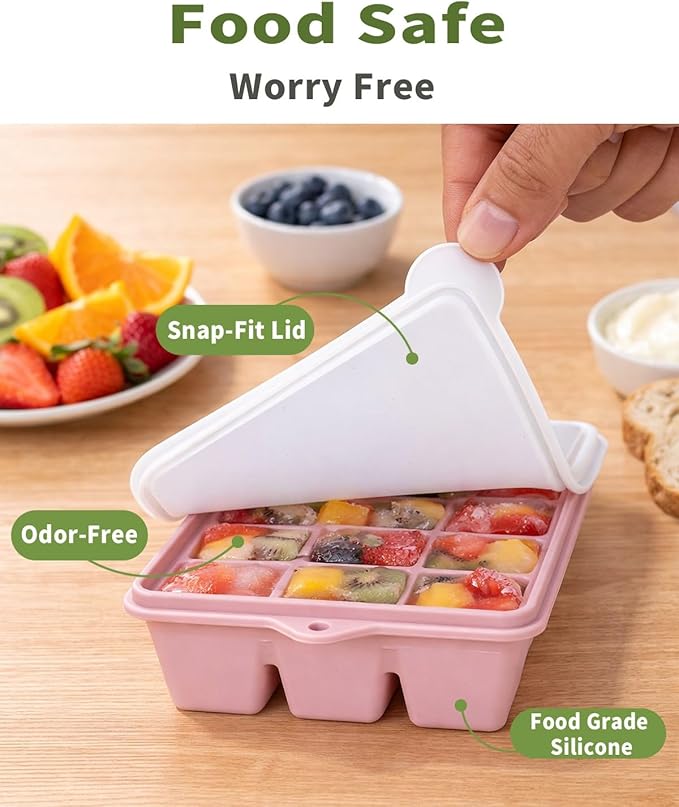 Upgraded Silicone Ice Cube Trays For Freezer with Lid, Spill-Proof Easy Release Silicone Ice Trays with Lids for Freezer, Coffee, Drinks, Cocktail, Baby Food, Juice, BPA Free, 3Pack