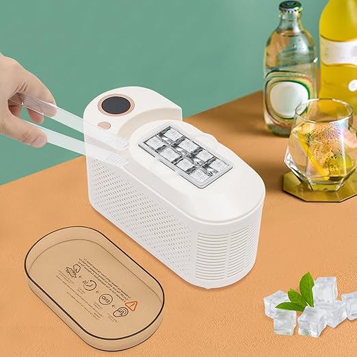 Portable Ice Maker Countertop, Mini Machine with 12V Car Adapter – Compact Home Kitchen Appliance for Fast Nugget Ice Making, Small Ice Maker for Drinks, Travel, RV – 2.82 lbs, 8 Cubes/Cycle by