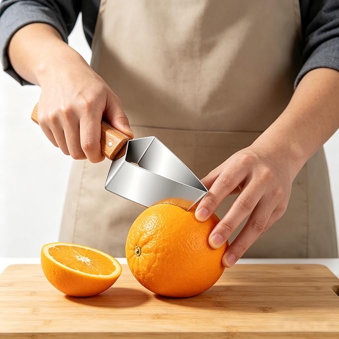 Stainless Steel Watermelon Slicer, Triangle Watermelon Cutter, Stainless Steel Melon Slicer with Wooden Handle, Fruit Divider Tool for Summer Picnic BBQ, Easy Kitchen Gadget for Cantaloupe (1 PCS)