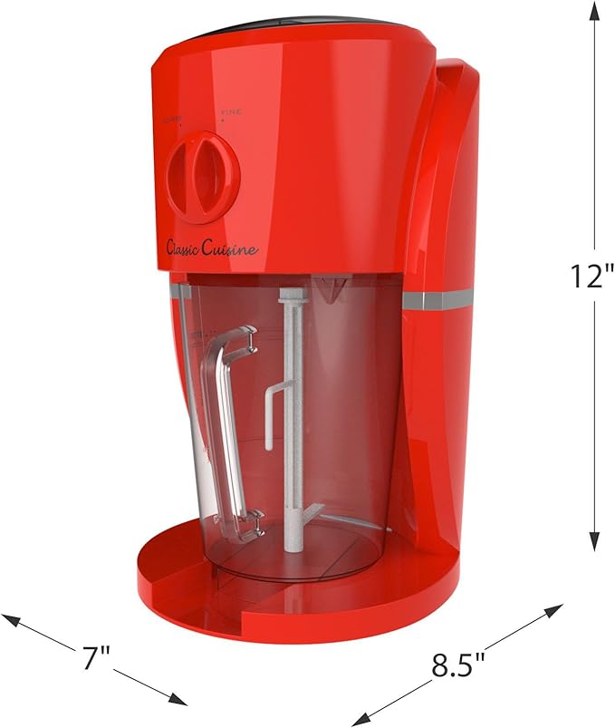 Frozen Drink Maker - Mixer and Ice Crusher Machine for Margaritas, Pina Coladas, Daiquiris, Shaved Ice Treats, or Slushies by Classic Cuisine (Red)