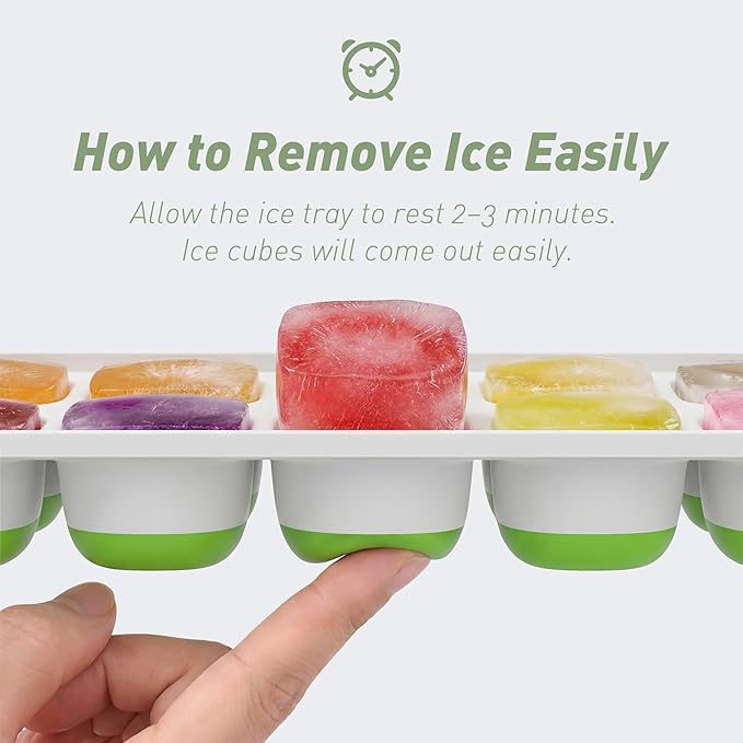 ChefAide Ice Cube Tray with Lid, 4 Packs 56 Cubes Durable Stackable Ice Cube Trays for Freezer with Removable Lids, Easy-Release Plastic & Silicone Ice Tray for Cocktail, Coffee
