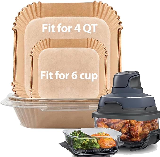 Air Fryer Liners for Ninja Crispi Air Fryer, Ninja Crispi Accessories for Ninja Crispy, 250Pcs Ninja Glass Air Fryer Liners, Crispi Air Fryer Parchment Paper Liners, Ninja Kitchen Appliances