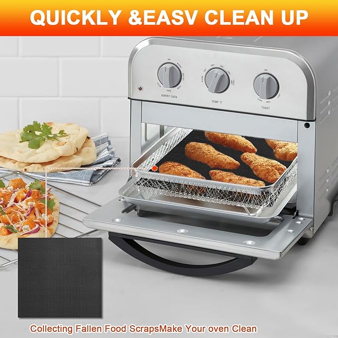 4 Packs Oven Liners for Bottom of Oven, 11.4"x9.8" Reusable Non-Stick Heat Resistant Toaster Liners Toaster Mat for Cuisinart TOA -28 TOA -26 AFR-25 Air Fryer Convection Oven
