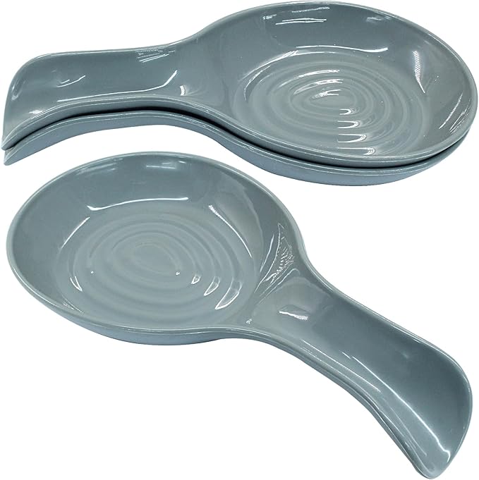 Gray Plastic Spoon Rest Set, Serving Spoon holder for Stove Top, Kitchen Utensil Rack for Tongs, Spatulas(4Pcs)