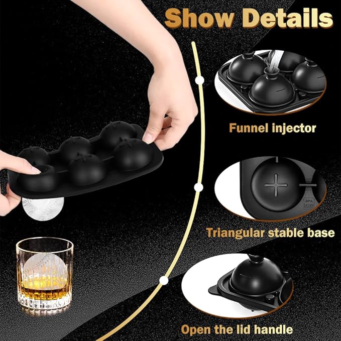 Baseball Ice Cube Molds 2.2 Inch Large Baseball Silicone Ice Cube Molds Fun Shapes Craft Sphere Ice Molds Novelty Christmas Gifts for Men Women Cocktails, Bourbon, Brandy, Whiskeyy
