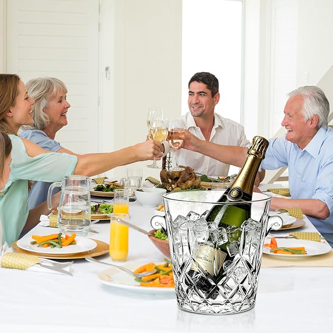 Ice Buckets for Parties, Clear Glass 2 Liter Tub for Drinks and Parties, Food Grade, Perfect for Wine, Champagne or Beer Bottles