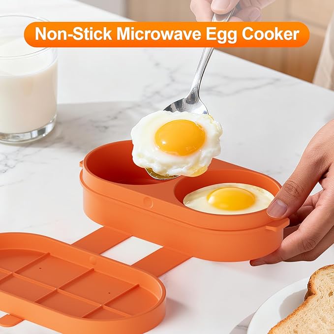 Microwave Egg Bite Maker, Egg Cooker Microwave For Breakfast Sandwich, Egg Maker For Scrambled Eggs, Safe for Oven Air Fryer, Dishwasher-Safe Grey