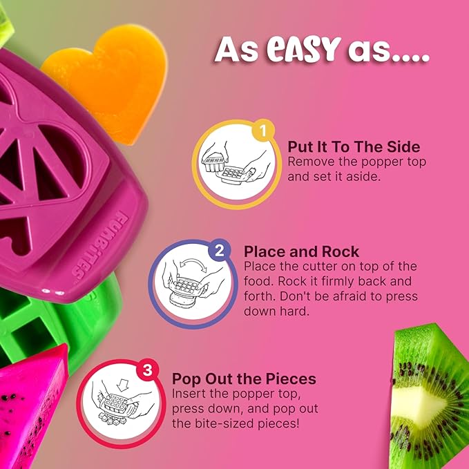 FUNBITES Crustless Sandwich Cutter for Kids Lunch (4-piece set), Uncrustable Sandwich Cutter, Bite-Size Food Cutter for Toddlers, Bento Box Accessories, BPA-FREE Dishwasher Safe, Squares/Hearts 2pk