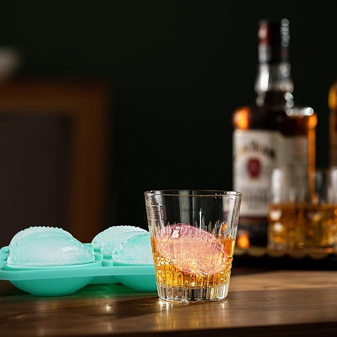 Zorazio 2Pack Football Ice Cube Tray,Football Shaped Novelty Silicone Ice Cube Mold, Large Ice Cube Tray with Lid for Whiskey, Cocktails, Football