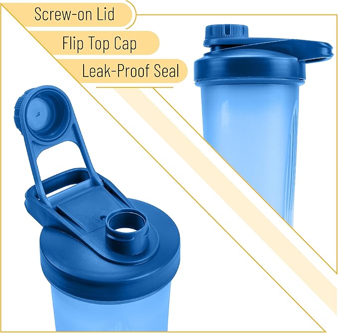 Mr. Pen- Shaker Bottles for Protein Mixes with Twist Cap, 28 oz, Blue Protein Shaker Bottle with Wire Whisk Ball