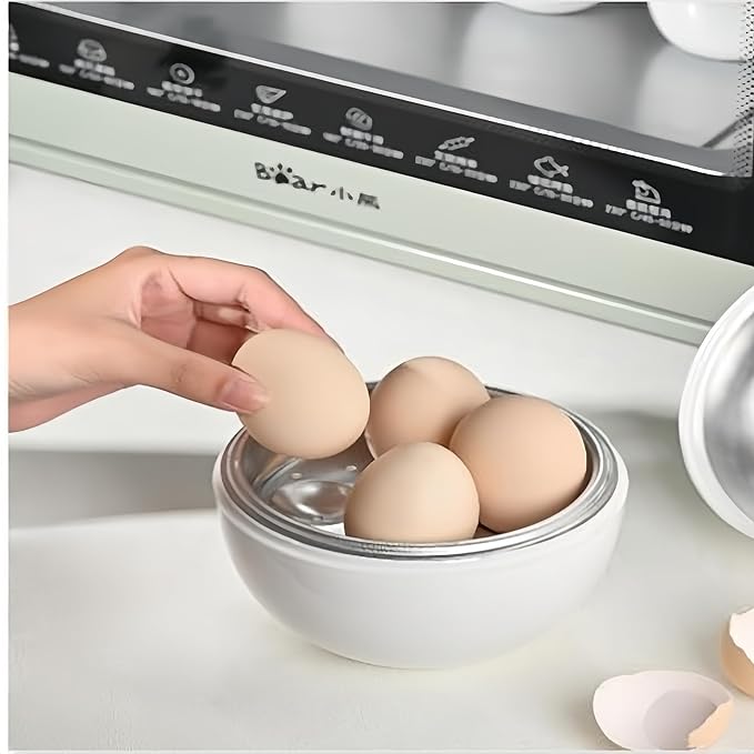 Microwave Egg Cooker for 4 Eggs,Hard Boiled Egg Cooker Compact Microwave Safe Egg Boiler for Hard Soft or Poached Eggs Space Saving Design