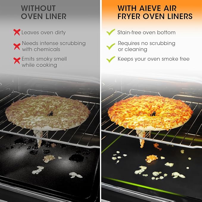 AIEVE Air Fryer Liners, 4 Packs Teflon Oven Liners for Bottom of Oven Compatible with Ninja Foodi SP101 SP201 SP301 SP351, Reusable Non-stick Air Fryer Baking Mat Sheets (12"x12")
