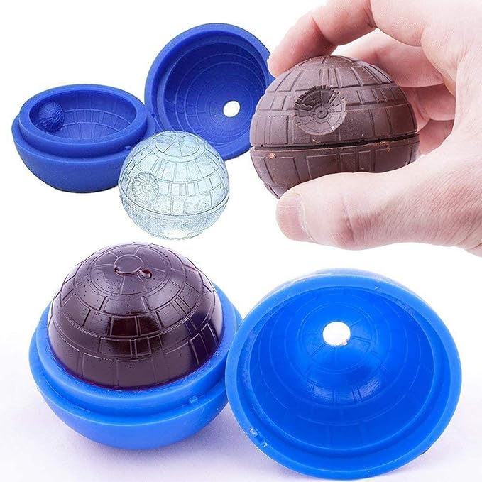 Ice Cube Mold 2 Pack Silicone 3D Space Station Ice Molds Sphere Big Ice Ball Maker for Whiskey, Bourbon and Cola (2)