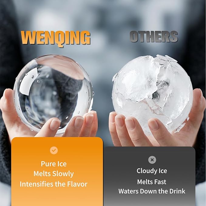 2.5" Clear Ice Ball Maker - Stainless Steel Sphere Ice Mold for Whiskey & Cocktails, Crystal Clear Round Ice Cube Tray with Easy-Release Silicone, Bourbon Gifts for Men, 4 Pack (Black)