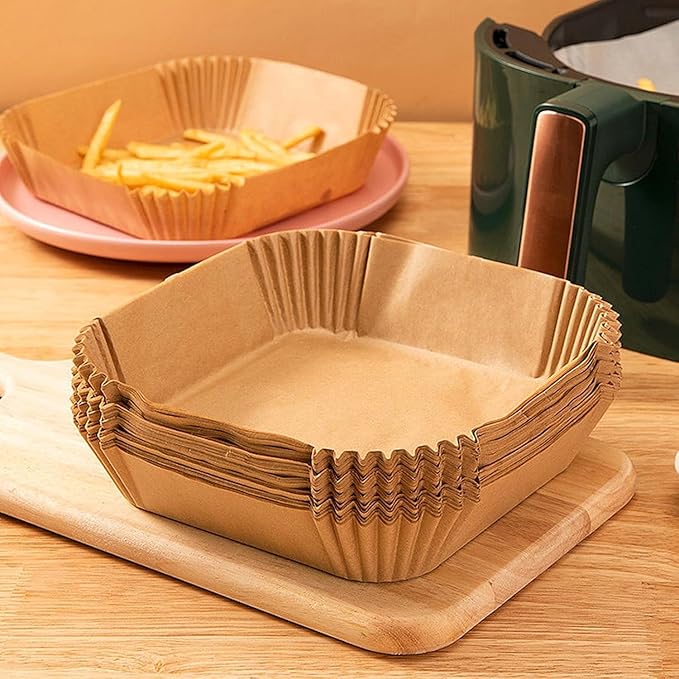 Air Fryer Liners 200Pcs, 8.7" Square Parchment Paper Liner for Air Fryer, Baking, Roasting and Microwave, Non-Stick Disposable Airfyer Liners Accessories