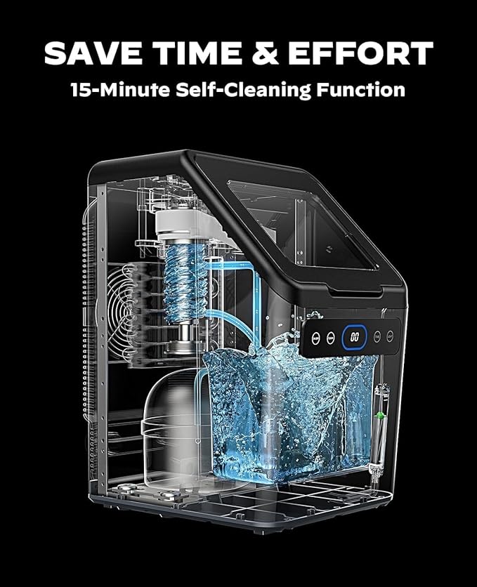 Silonn Nugget Ice Maker Countertop - 44lbs/Day Soft Chewable Pebble Ice, Self-Cleaning One-Click Operation, Stainless Steel