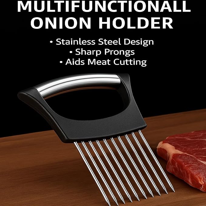 2025 Upgraded Onion Slicer, Onion Holder Chopper for Slicing, Chopper Slicer Assistant Tool, Cutter for Slicing of Meat, Potato, Tomato Kitchen Gadgets (3, Black)