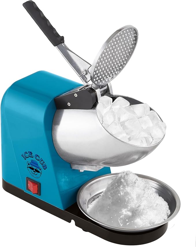 Snow Cone Machine - Ice Shaver with Powerful 170W Motor - Easy to Use Countertop Crushed Ice Maker by Great Northern Popcorn (Blue)